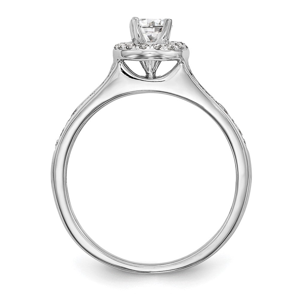 14K White Gold Round Simulated Diamond Halo Engagement Ring