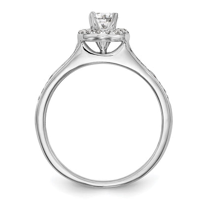 14K White Gold Round Simulated Diamond Halo Engagement Ring