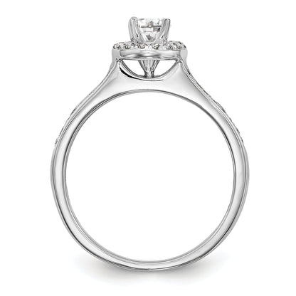 14K White Gold Round Simulated Diamond Halo Engagement Ring