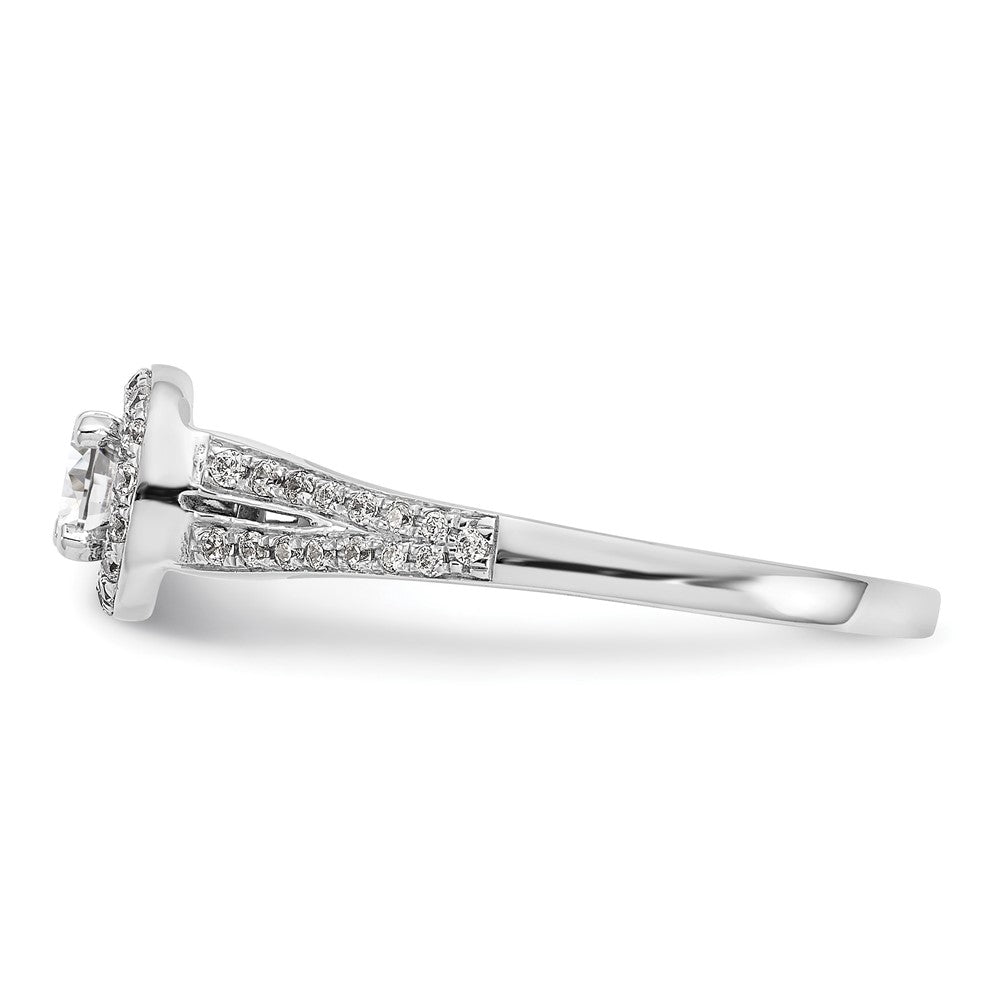14K White Gold Round Simulated Diamond Halo Engagement Ring