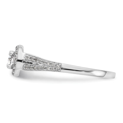 14K White Gold Round Simulated Diamond Halo Engagement Ring