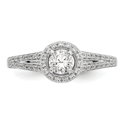 14K White Gold Round Simulated Diamond Halo Engagement Ring