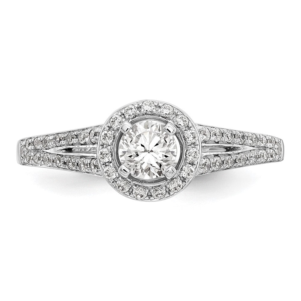14K White Gold Round Simulated Diamond Halo Engagement Ring