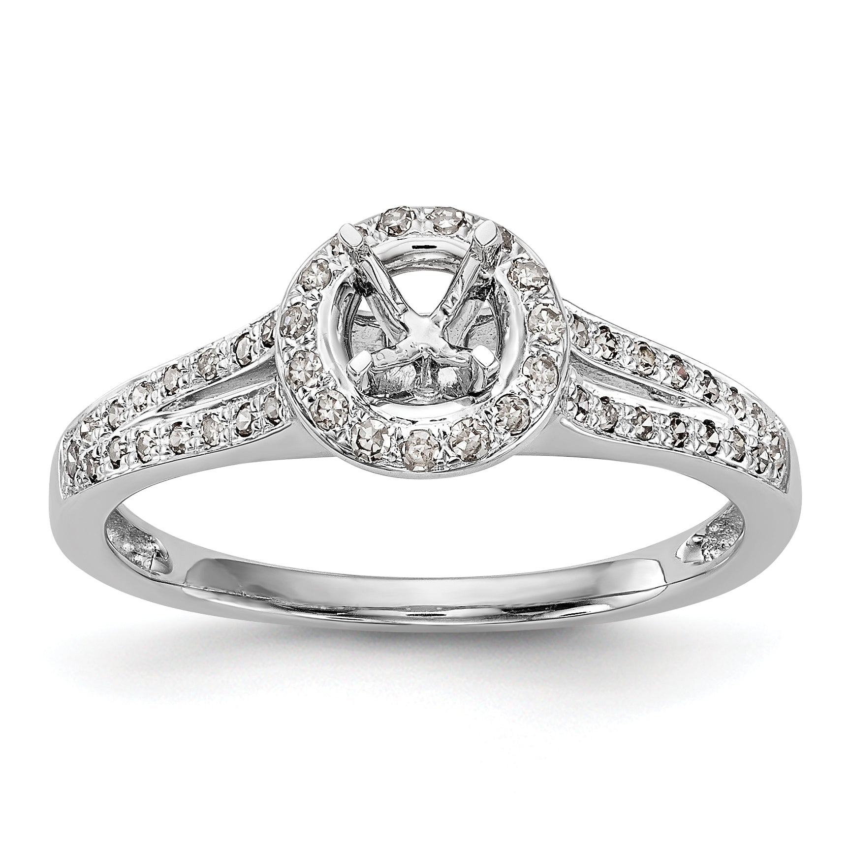 14K White Gold Round Simulated Diamond Halo Engagement Ring