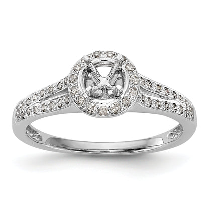 14K White Gold Round Simulated Diamond Halo Engagement Ring