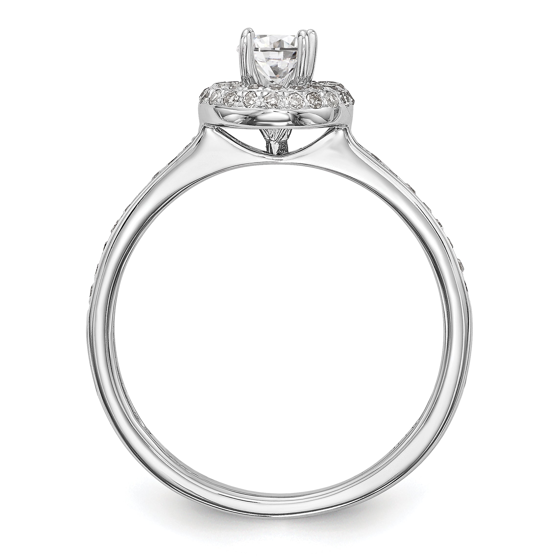 14K White Gold Round Simulated Diamond Halo Engagement Ring