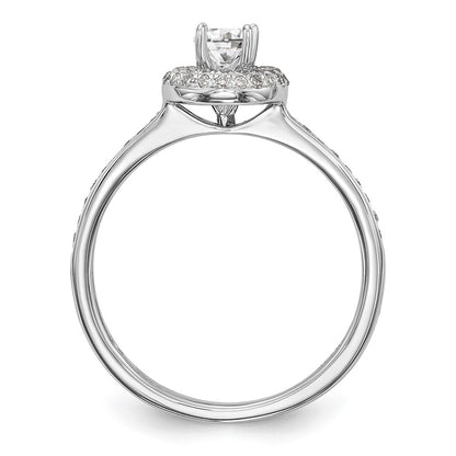 14K White Gold Round Simulated Diamond Halo Engagement Ring