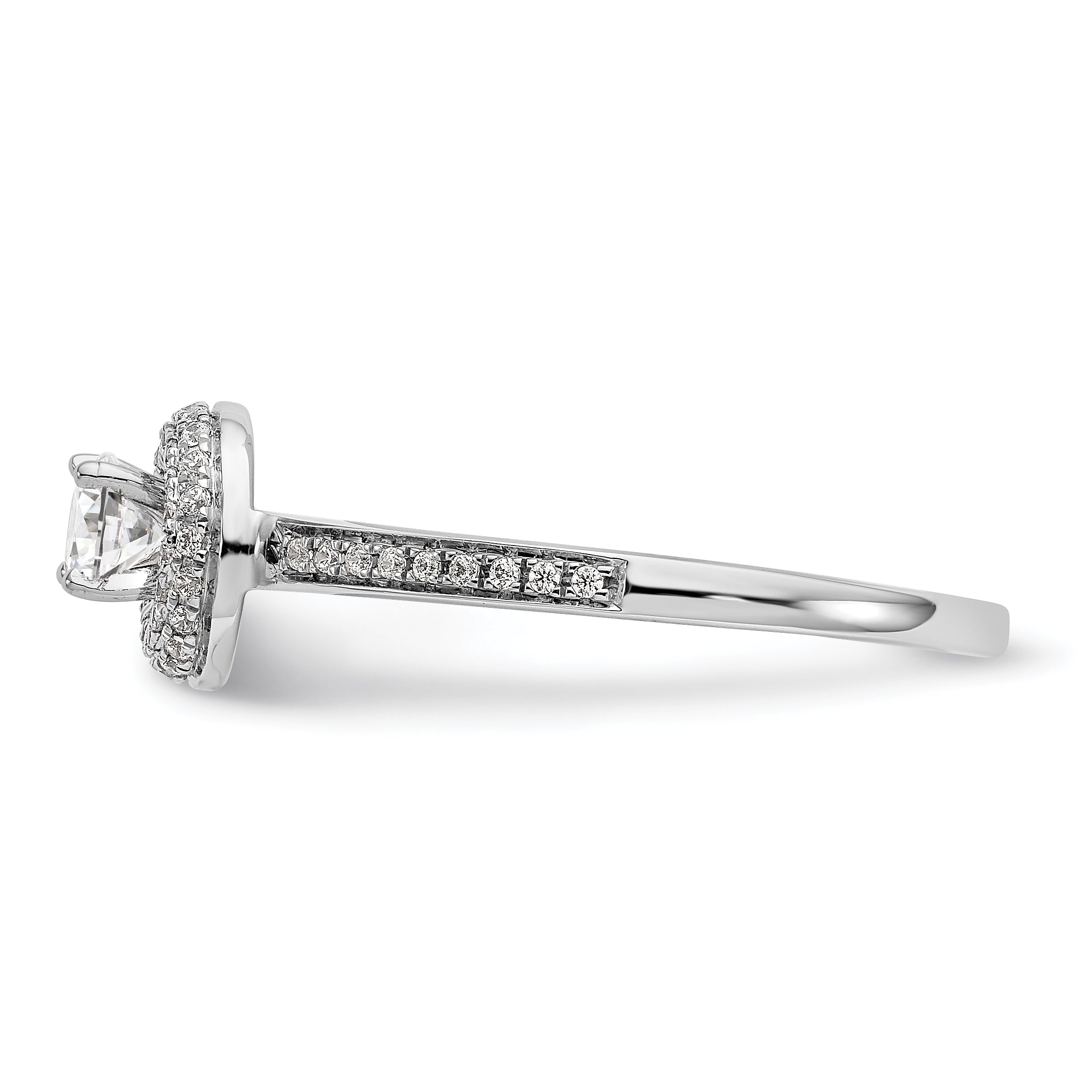 14K White Gold Round Simulated Diamond Halo Engagement Ring