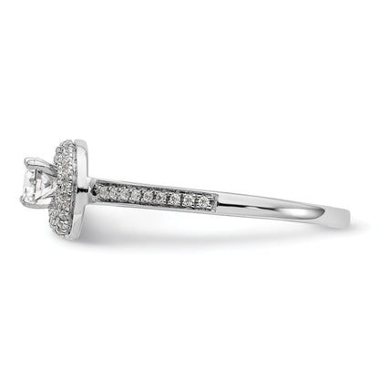 14K White Gold Round Simulated Diamond Halo Engagement Ring