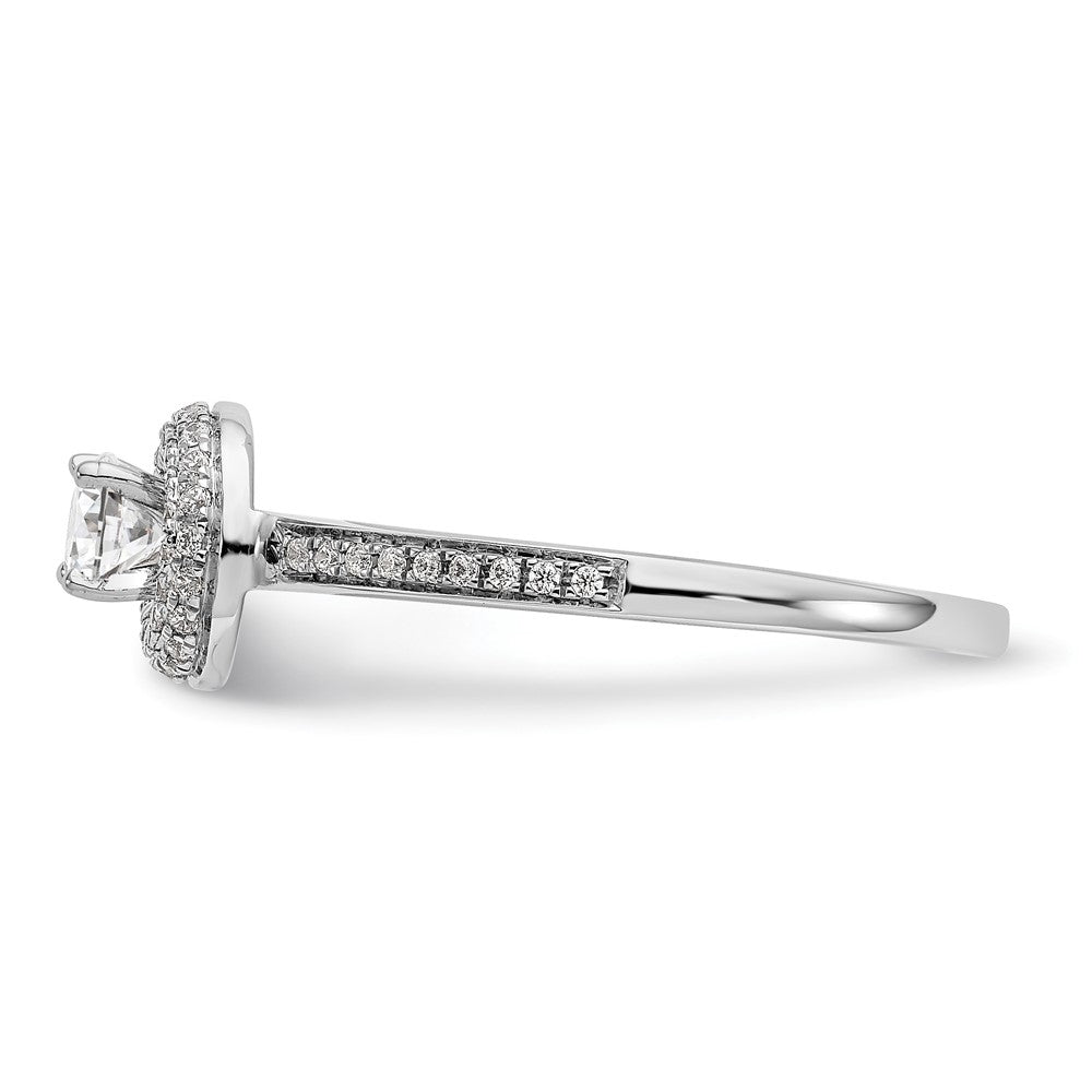 14K White Gold Round Simulated Diamond Halo Engagement Ring