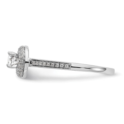 14K White Gold Round Simulated Diamond Halo Engagement Ring