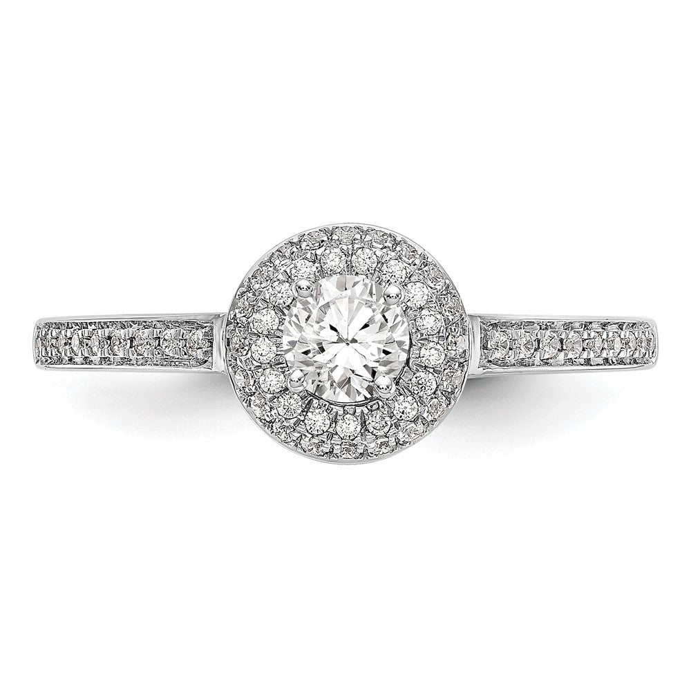 14K White Gold Round Simulated Diamond Halo Engagement Ring