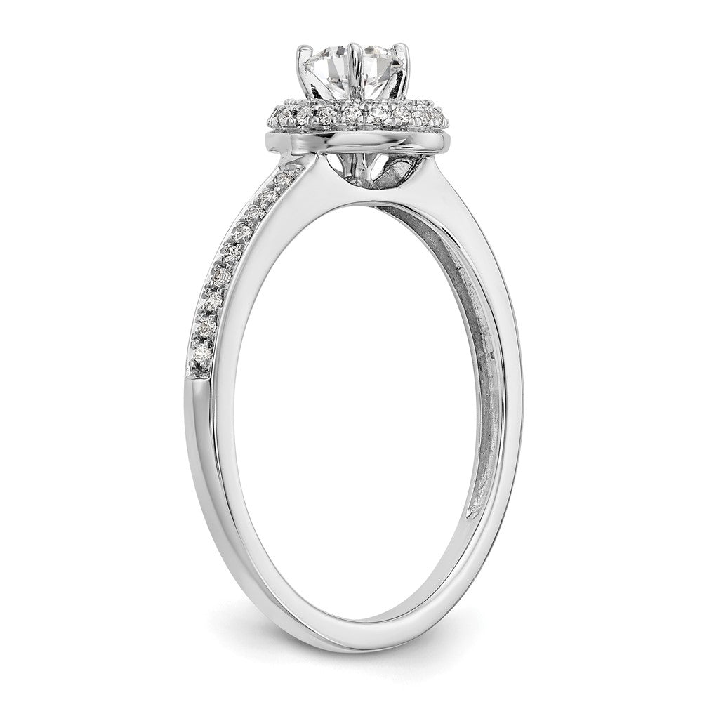 14K White Gold Round Simulated Diamond Halo Engagement Ring