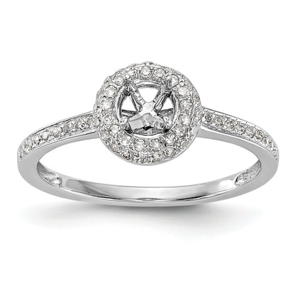 14K White Gold Round Simulated Diamond Halo Engagement Ring