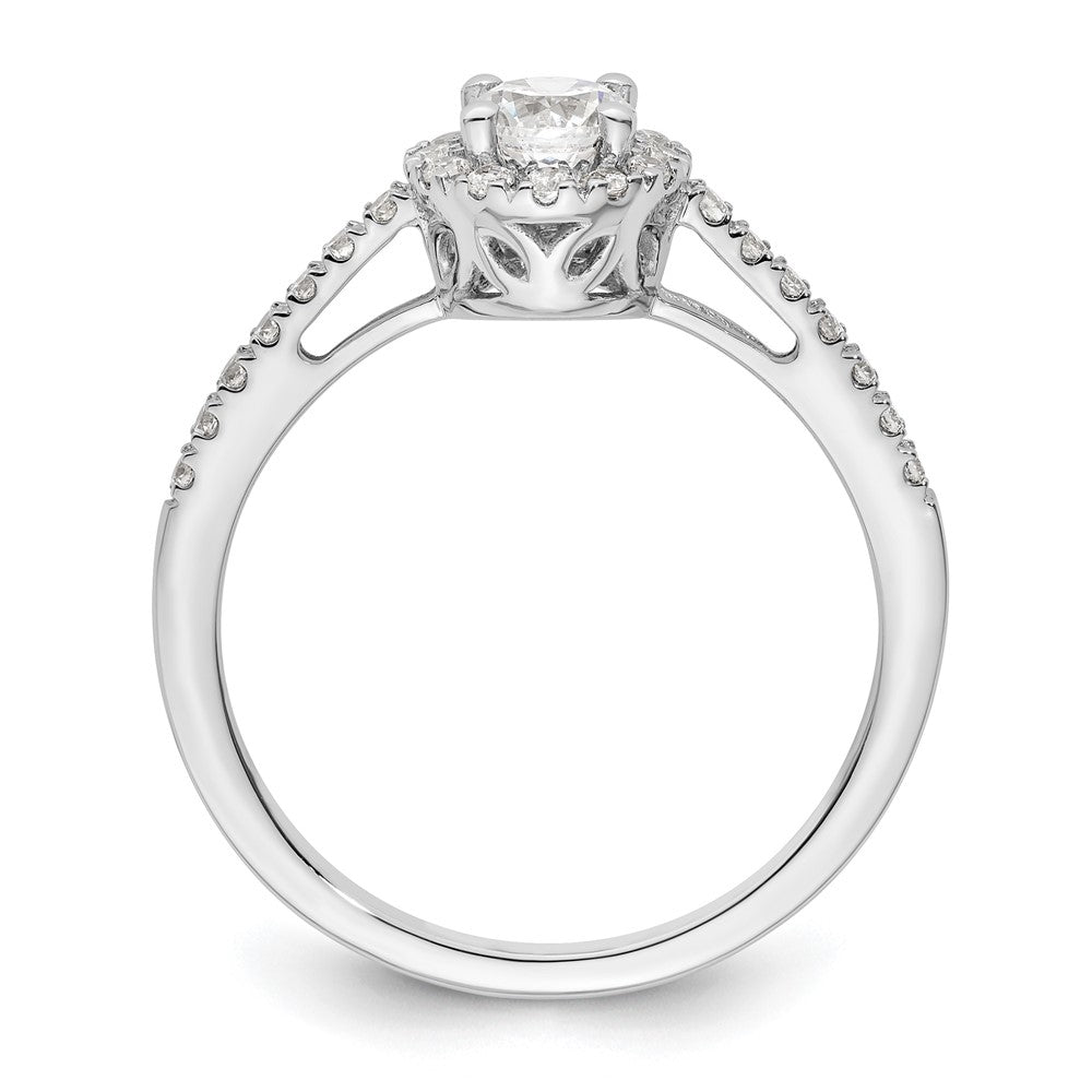 14K White Gold Round Simulated Diamond Halo Engagement Ring