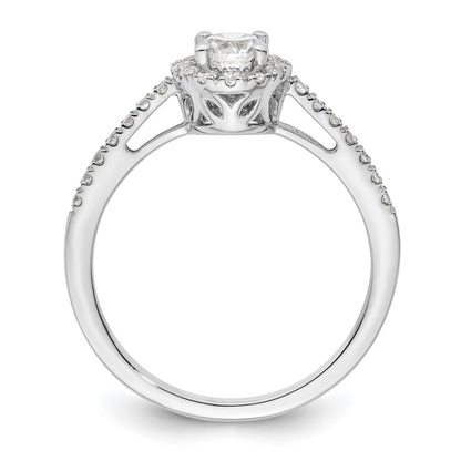 14K White Gold Round Simulated Diamond Halo Engagement Ring