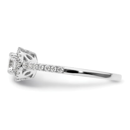 14K White Gold Round Simulated Diamond Halo Engagement Ring