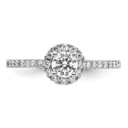 14K White Gold Round Simulated Diamond Halo Engagement Ring
