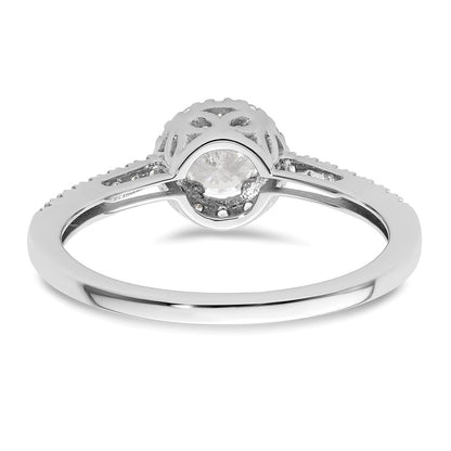 14K White Gold Round Simulated Diamond Halo Engagement Ring