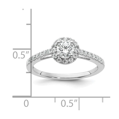 14K White Gold Round Simulated Diamond Halo Engagement Ring