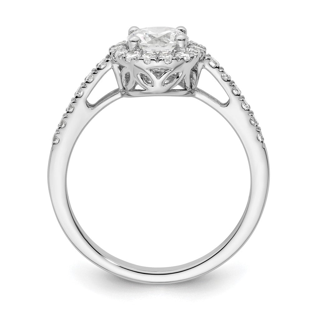 14K White Gold Round Simulated Diamond Halo Engagement Ring