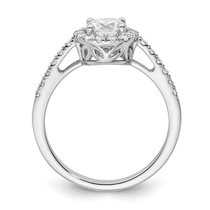 14K White Gold Round Simulated Diamond Halo Engagement Ring