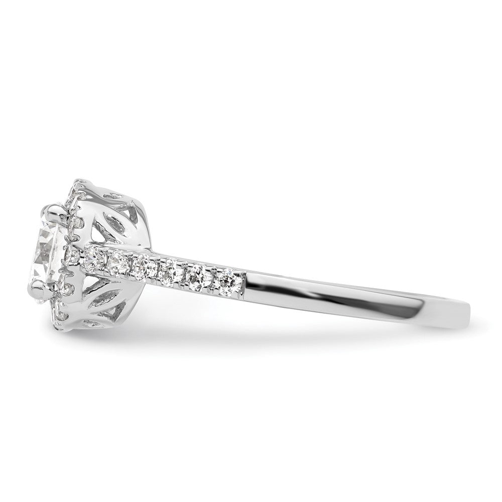 14K White Gold Round Simulated Diamond Halo Engagement Ring