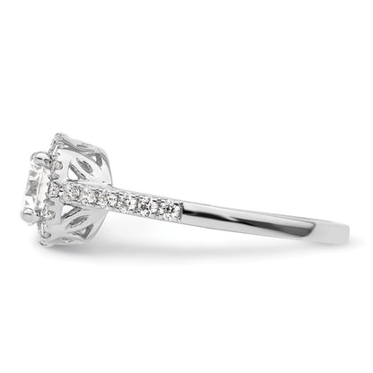 14K White Gold Round Simulated Diamond Halo Engagement Ring