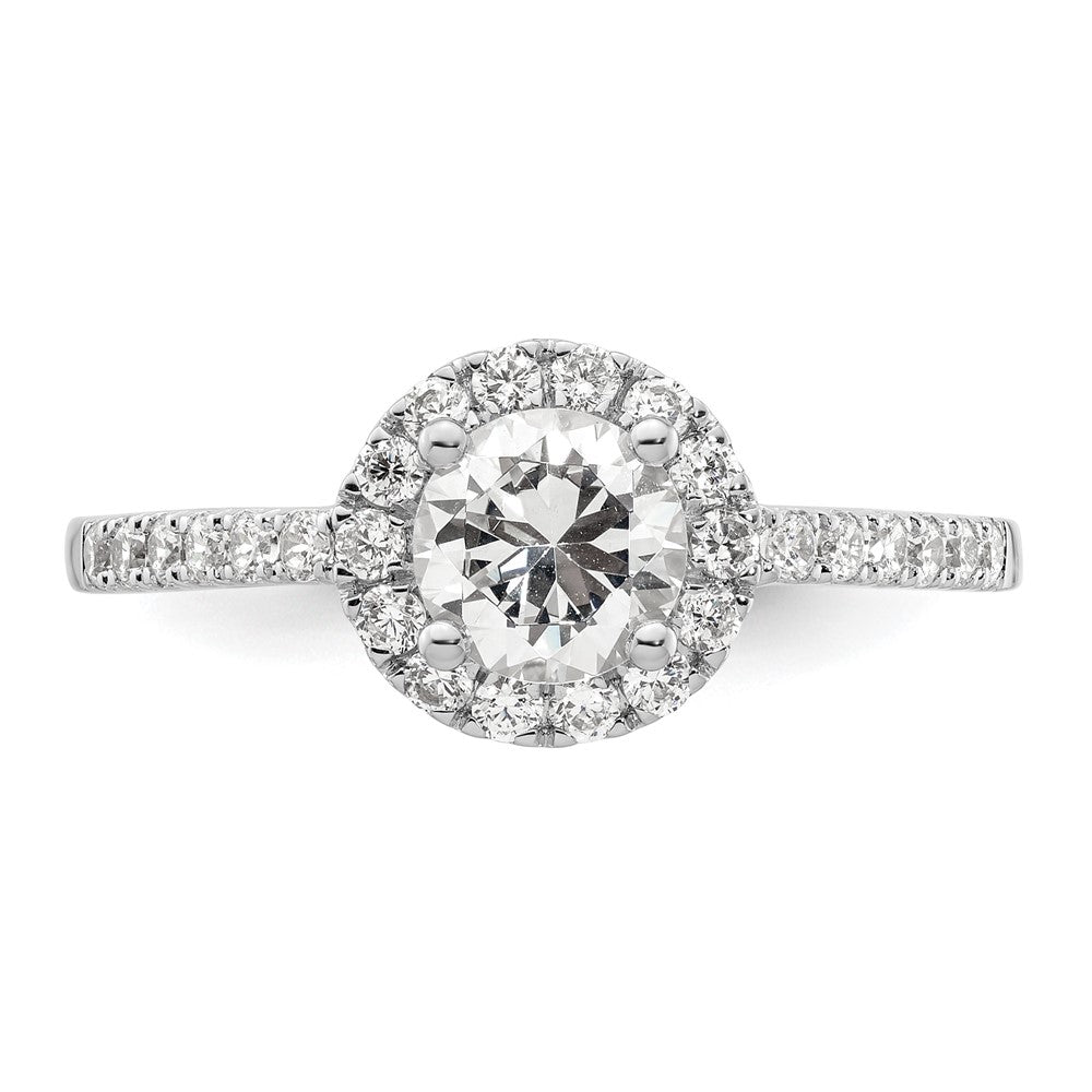 14K White Gold Round Simulated Diamond Halo Engagement Ring