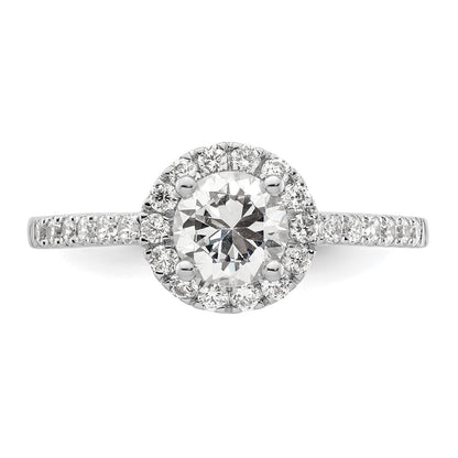 14K White Gold Round Simulated Diamond Halo Engagement Ring