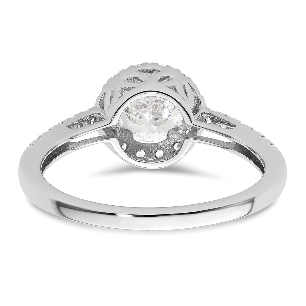 14K White Gold Round Simulated Diamond Halo Engagement Ring