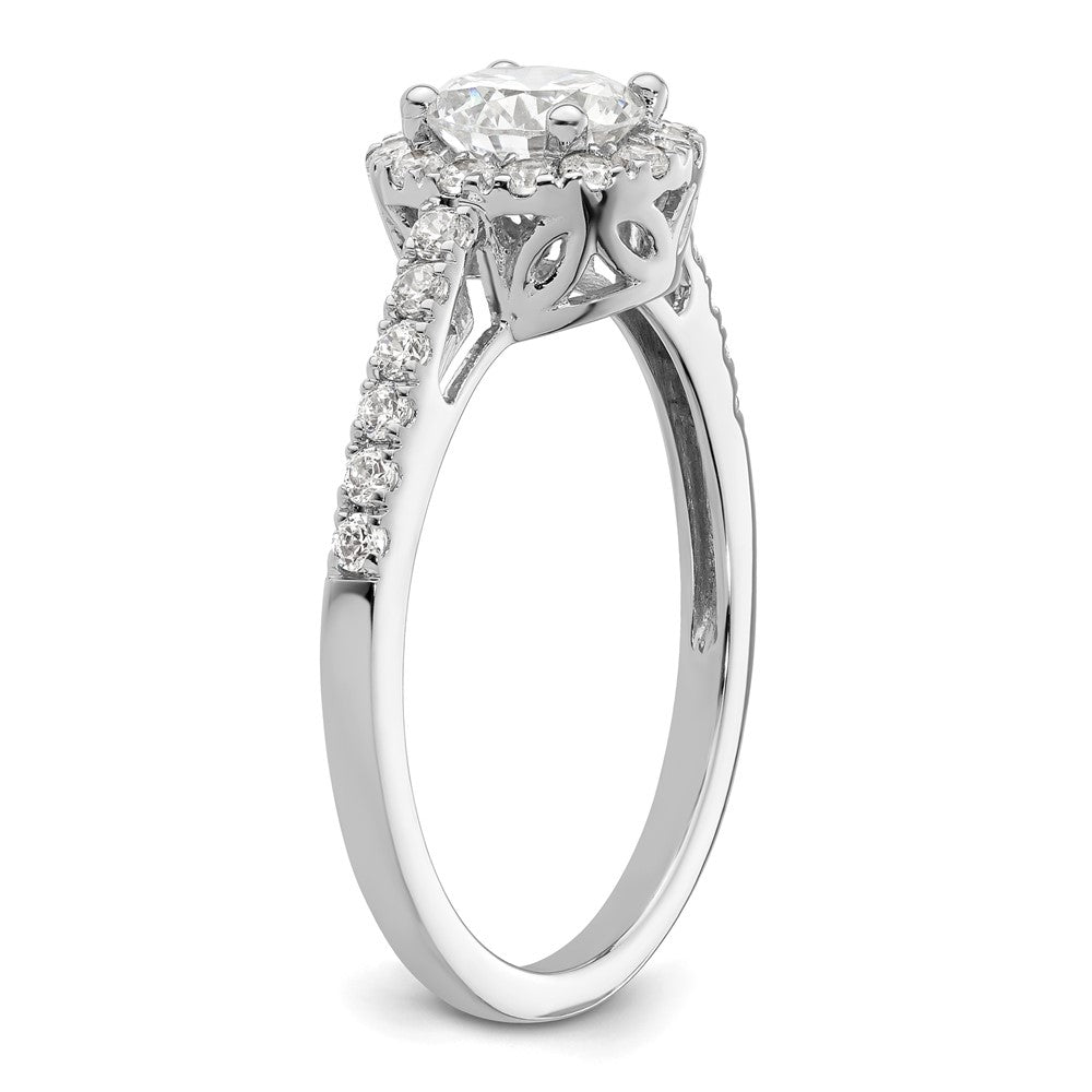 14K White Gold Round Simulated Diamond Halo Engagement Ring