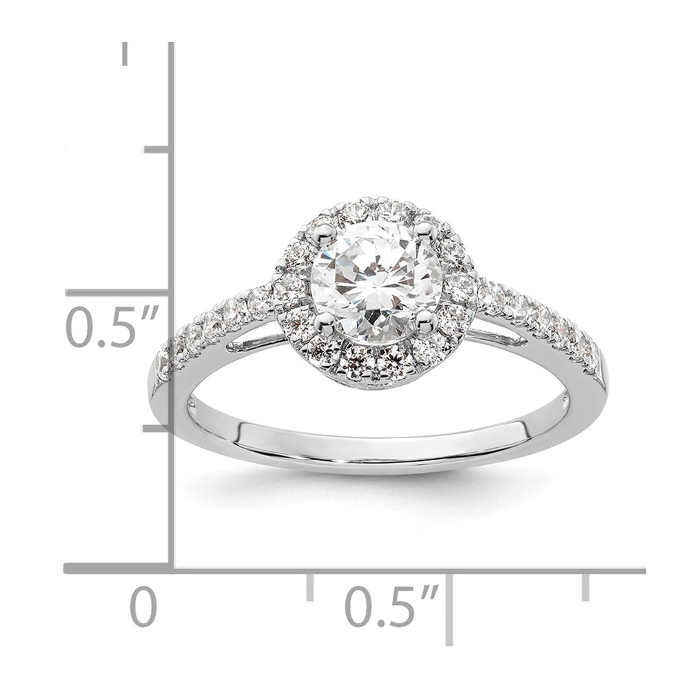 14K White Gold Round Simulated Diamond Halo Engagement Ring