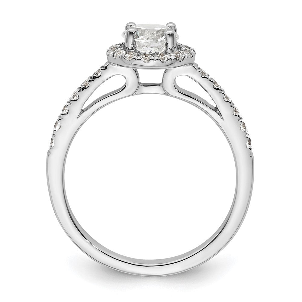 14K White Gold Round Simulated Diamond Halo Engagement Ring