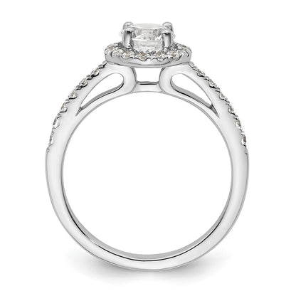 14K White Gold Round Simulated Diamond Halo Engagement Ring
