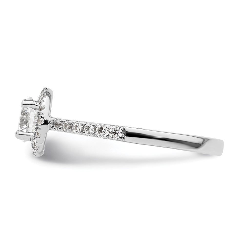 14K White Gold Round Simulated Diamond Halo Engagement Ring