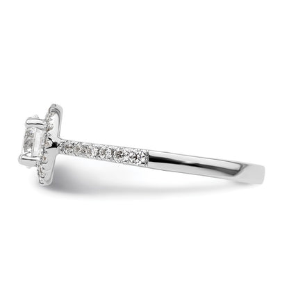 14K White Gold Round Simulated Diamond Halo Engagement Ring