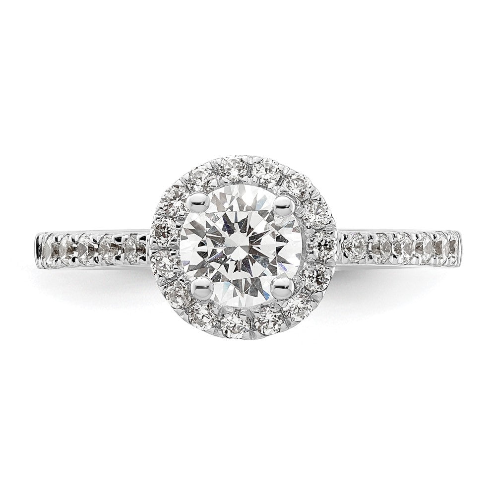 14K White Gold Round Simulated Diamond Halo Engagement Ring