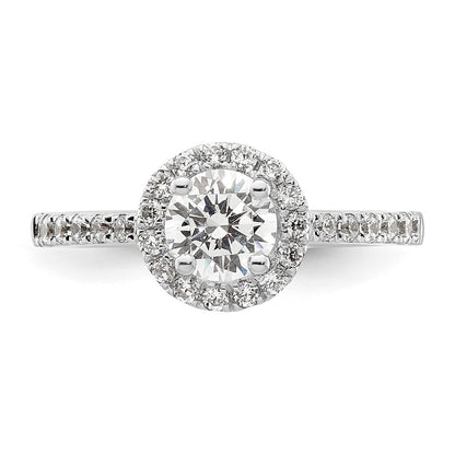 14K White Gold Round Simulated Diamond Halo Engagement Ring