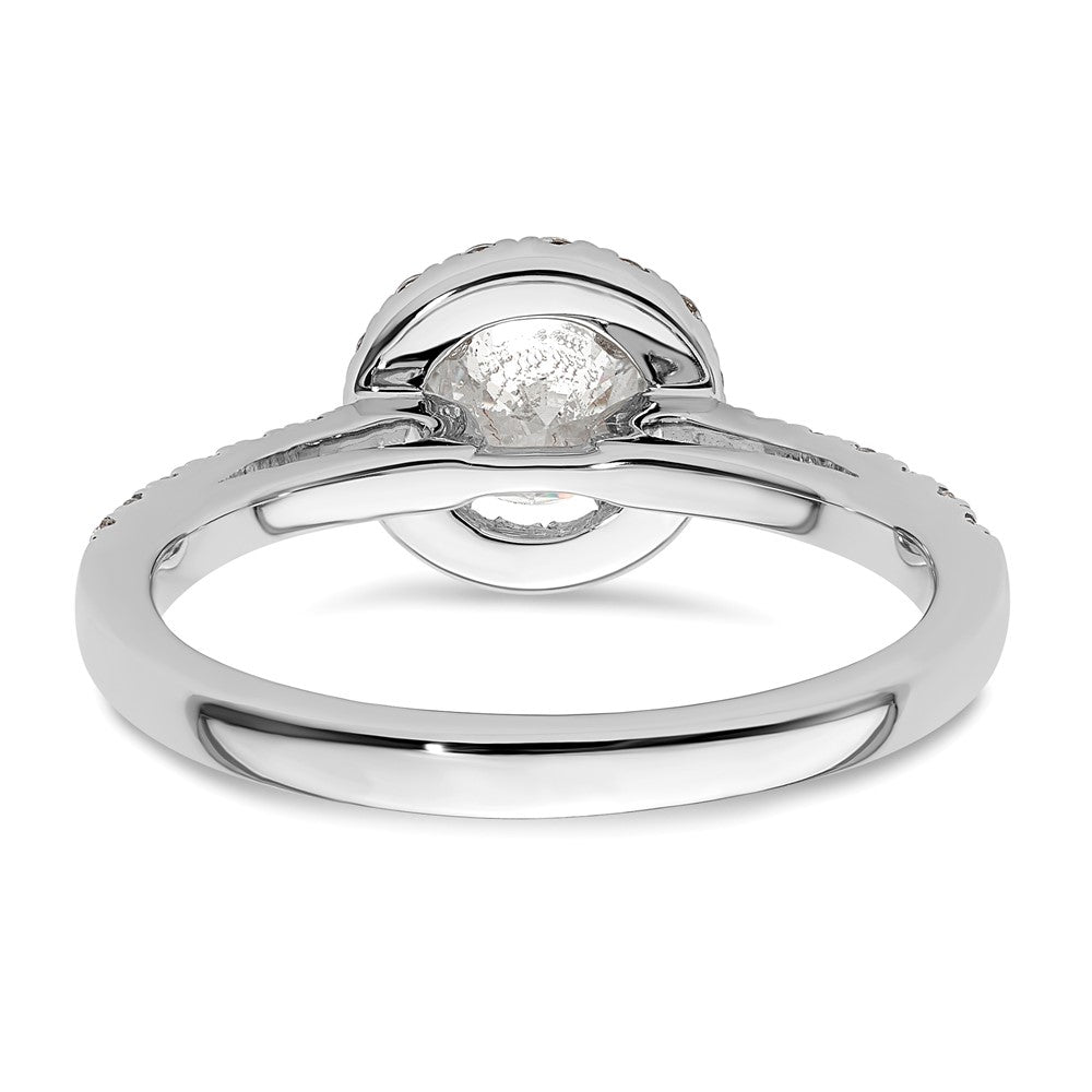 14K White Gold Round Simulated Diamond Halo Engagement Ring