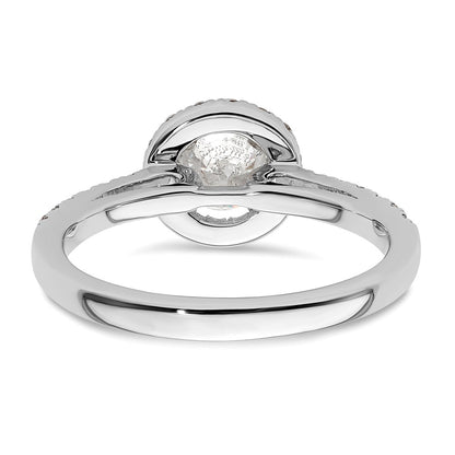 14K White Gold Round Simulated Diamond Halo Engagement Ring