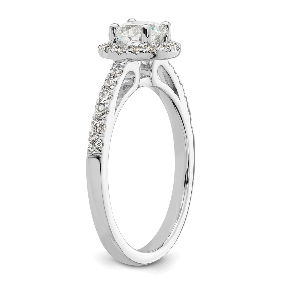 14K White Gold Round Simulated Diamond Halo Engagement Ring