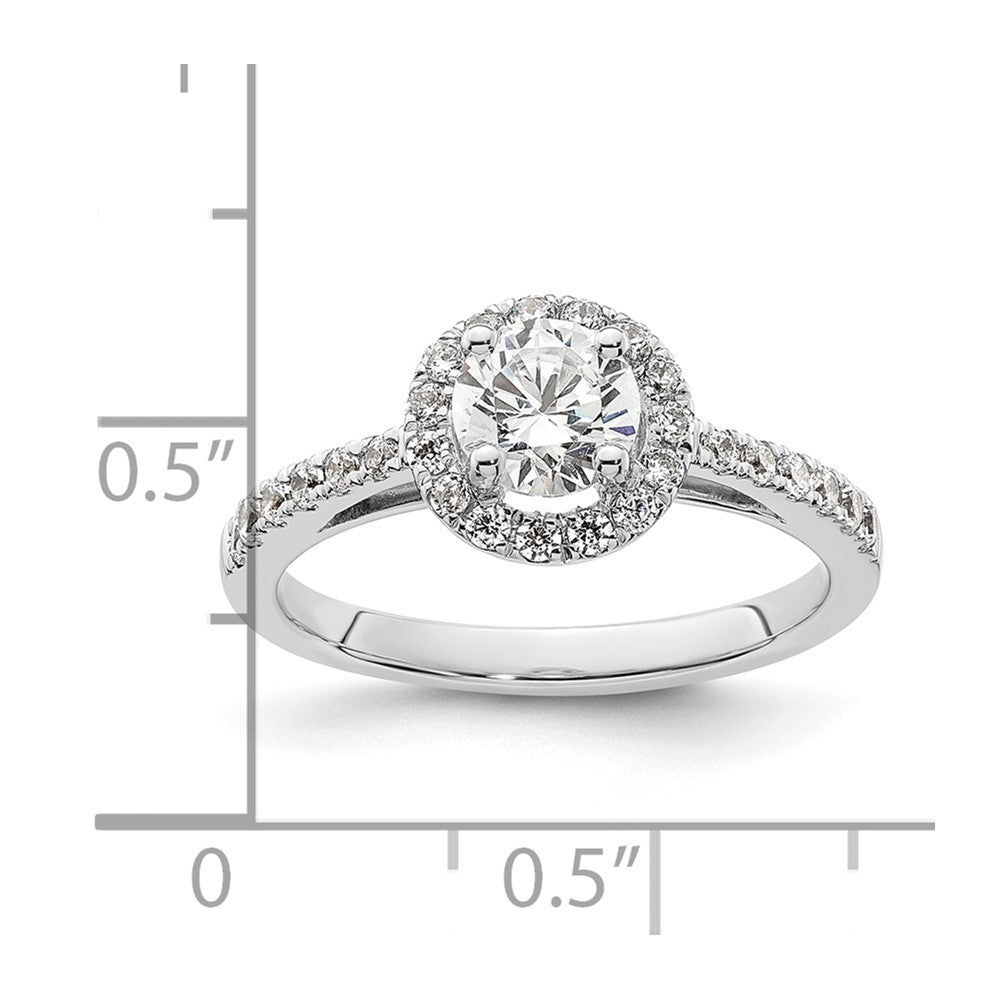 14K White Gold Round Simulated Diamond Halo Engagement Ring