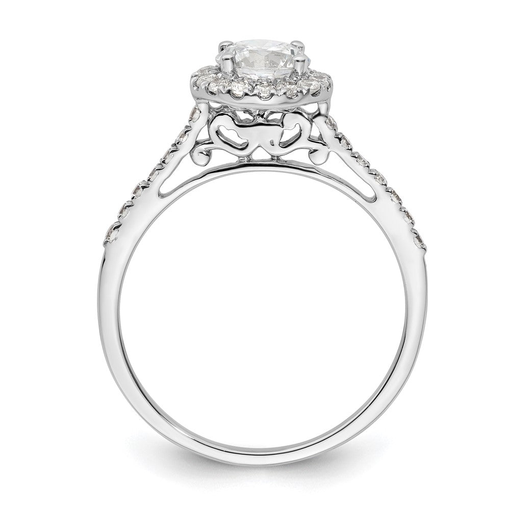 14K White Gold Round Simulated Diamond Halo Engagement Ring