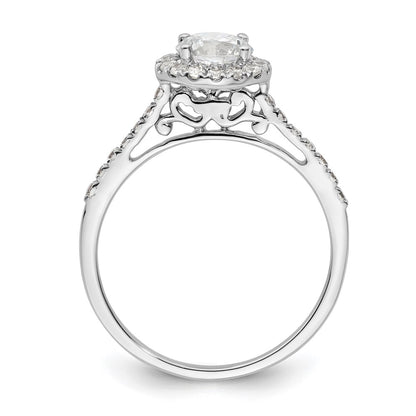 14K White Gold Round Simulated Diamond Halo Engagement Ring