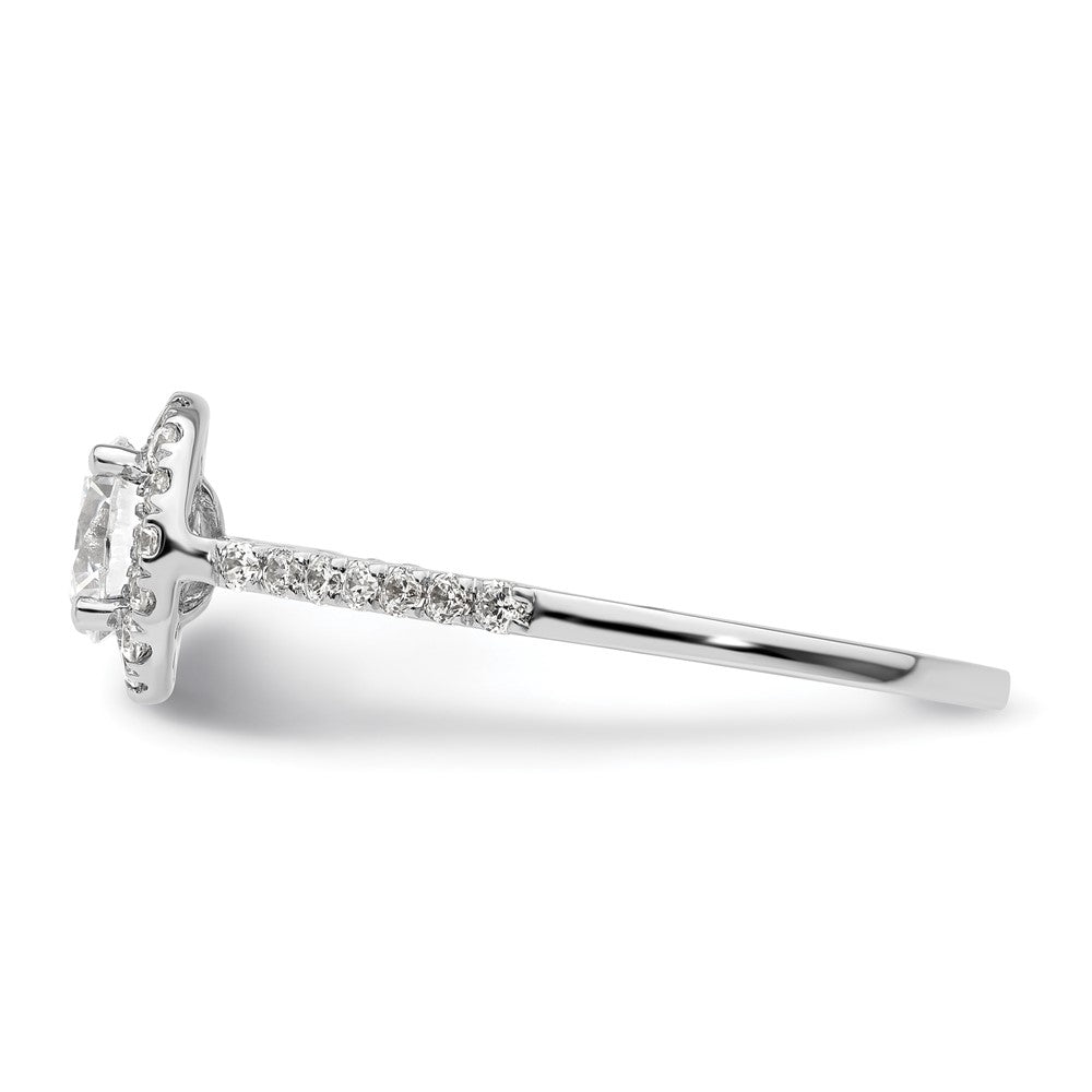 14K White Gold Round Simulated Diamond Halo Engagement Ring