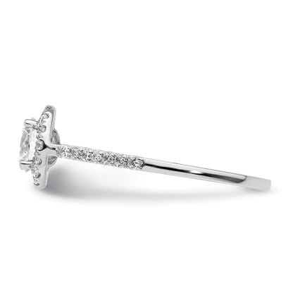 14K White Gold Round Simulated Diamond Halo Engagement Ring