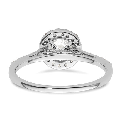 14K White Gold Round Simulated Diamond Halo Engagement Ring