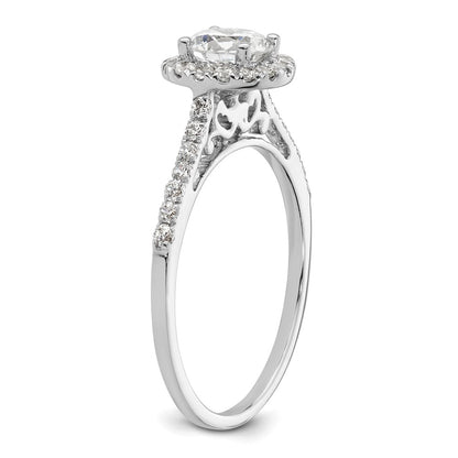 14K White Gold Round Simulated Diamond Halo Engagement Ring