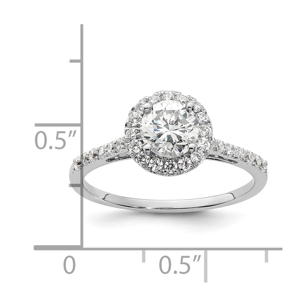 14K White Gold Round Simulated Diamond Halo Engagement Ring